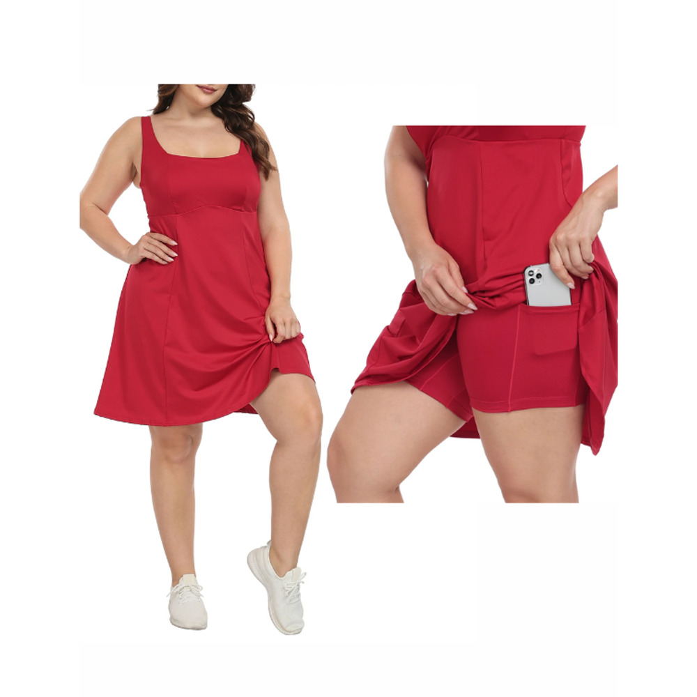Plus-Size Red Athletic Skort with Built-In Shorties